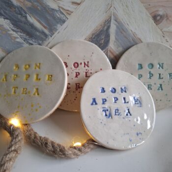 Podkładki – „Bon Apple Tea” białe